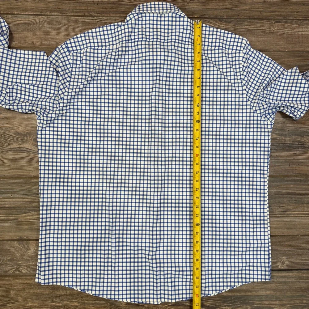 Collars & Co Mens Size 3XL Apex Performance Dress Shirt Blue‎ Grid Check New